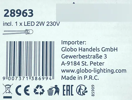 Foto do aviso oficial: Globo Lighting Decor lamp / Dekoratív lámpa Lâmpada de mesa com folha de imagem em movimento — risco: Choque elétrico