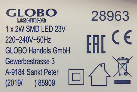 Foto do aviso oficial: Globo Lighting Decor lamp / Dekoratív lámpa Lâmpada de mesa com folha de imagem em movimento — risco: Choque elétrico