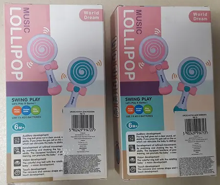 Foto do aviso oficial: HUANGER Music Lollipop Brinquedo plasmático — risco: Engasgamento