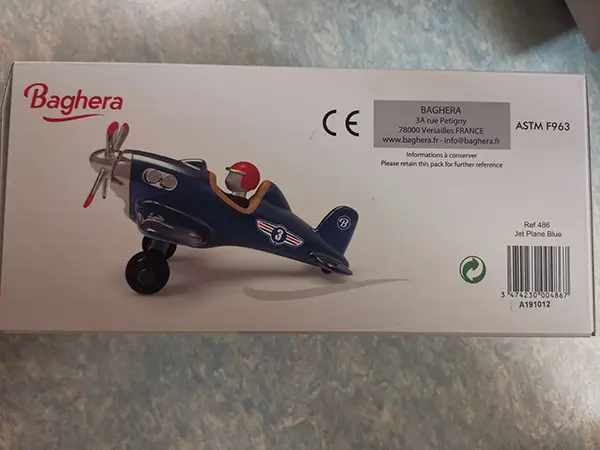 Foto do aviso oficial: BAGHERA Jet plane blue Avião de plástico — risco: Engasgamento