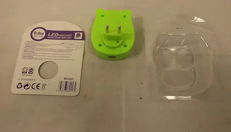 Foto do aviso oficial: Mini Owl Led Nightlight Auto Control Sensor Lamp Soft Lights Bedroom Lighting Wall Light Automatic LED noite-l — risco: Queimaduras & Choque elétrico