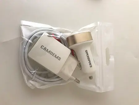 Foto aus der offiziellen Meldung: CAMDEMS CAMDEMS2A EU wall Charger Adapter Ladegeräteadapter — Risiko: Umwelt