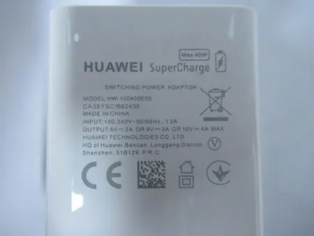 Photo from the official notice: Huawei Original Huawei 4.5V 5A Supercharge Quick Charger for Huawei P20 Pro P20 Lite Mate 10 Mate 20 Pro 5A us — electric shock & fire risk