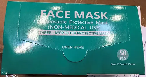 Photo from the official notice: Hongren Disposable Protective Mask (Non-Medical Use) particle filter mask — health risk