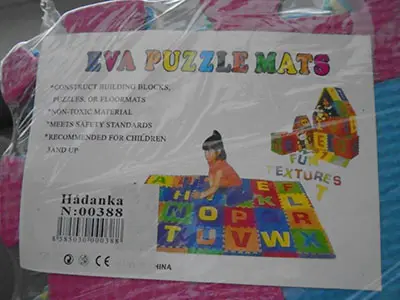 Foto do aviso oficial: EVA PUZZLE MATS - puzzle Brinquedo pláctico — risco: Engasgamento