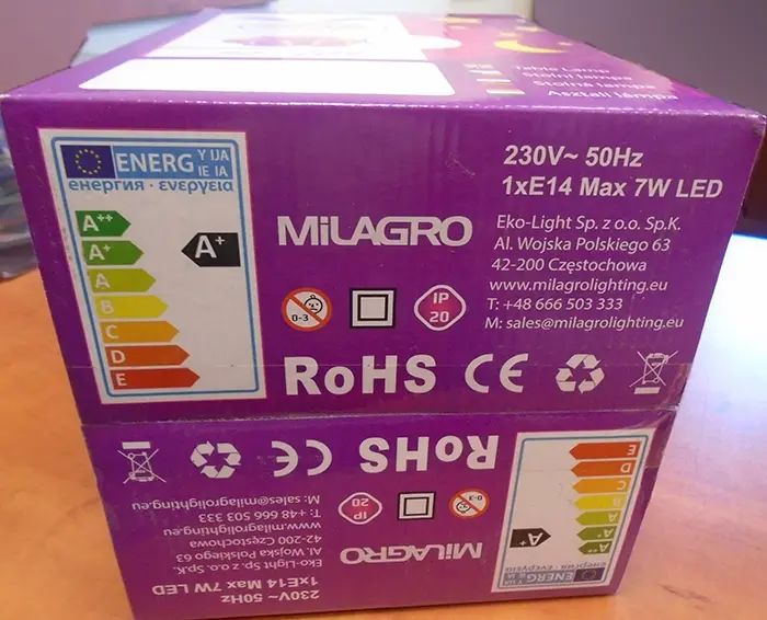 Photo de l’avis officiel: Milagro Lampa: PANDA Lampe de table — risque: Choc électrique