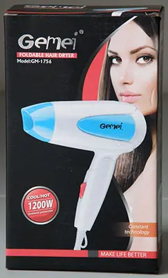 Foto do aviso oficial: Gemei FOLDABLE HAIR DRYER Secador de cabelo — risco: Queimaduras & Choque elétrico