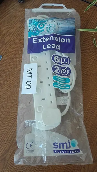 Photo de l’avis officiel: SMJ Electrical (PMS) Extension Lead Plomb d’extension — risque: Choc électrique & Incendie