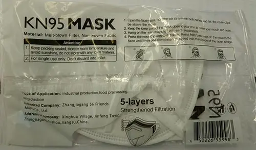 Foto aus der offiziellen Meldung: KN95 mask - respiratory protective face mask Partikelfiltermaske — Risiko: Gesundheitsrisiken/Sonstige