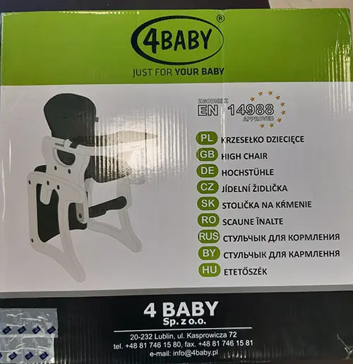 Foto aus der offiziellen Meldung: 4 BABY® Fashion Red JUST FOR YOUR BABY Kinderhochstuhl-Set — Risiko: Verletzungen