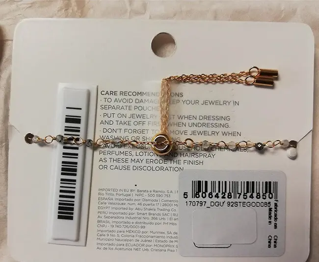 Photo from the official notice: Parfois Pulsera ajustable de plata 925 medallas silver adjustable bracelet — chemical risk