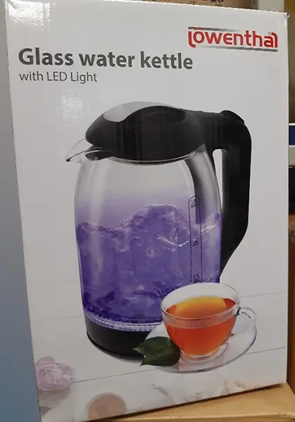 Photo de l’avis officiel: Löwenthal Glass Water Kettle with LED light Bouilloire électrique — risque: Brûlures & Incendie