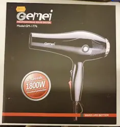 Photo de l’avis officiel: Gemei PROFESSIONAL HAIR DRYER Sèche-cheveux — risque: Brûlures & Choc électrique (A12/00592/21)