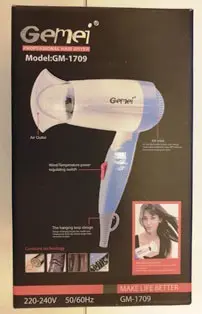 Photo de l’avis officiel: Gemei PROFESSIONAL HAIR DRYER Sèche-cheveux — risque: Brûlures & Choc électrique (A12/00593/21)