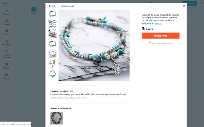 Foto dell’avviso ufficiale: Bracelet de plage bracelet de cheville tortue perlée étoile de mer bracelet de cheville corps nautiq Bracciale — rischio: Rischio chimico