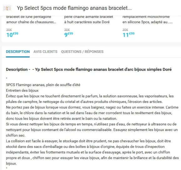 Foto aus der offiziellen Meldung: Yp Select 5pcs mode flamingo ananas bracelet d'arc bijoux simples Doré Armband — Risiko: Chemikalie