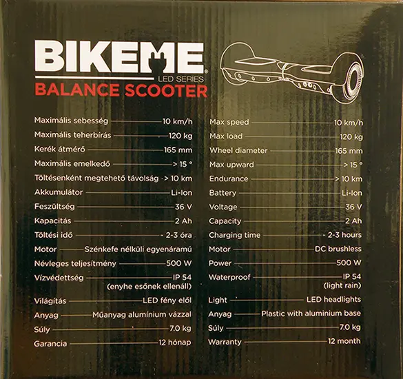 Zdjęcie z oficjalnego zgłoszenia: BIKEME BALANCE SCOOTER / Elektromos gördeszka Samobalansujący skuter (hoverboard) — ryzyko: Oparzenie & Pożar