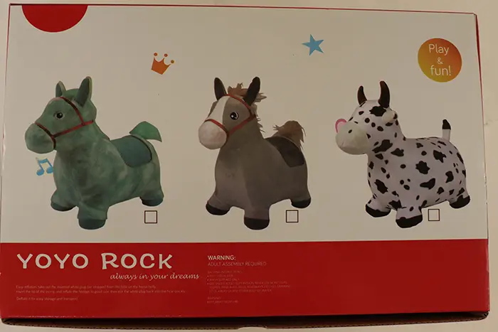 Photo de l’avis officiel: YOYO ROCK Hopping horse Jouet gonflable — risque: Risque chimique & Étouffement