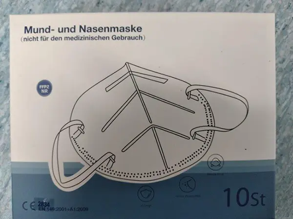 Photo from the official notice: Mund- und Nasenmaske particle filter mask — health risk