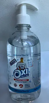 Foto do aviso oficial: Mr. Oxi Antibacterial Hand Gel Desinfetante das mãos — risco: Incêndio & Risco para a saúde / outro