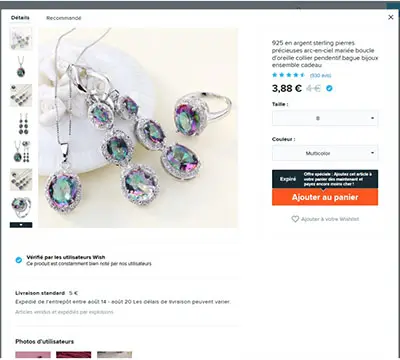 Foto del aviso oficial: 925 en argent sterling pierres précieuses arc-en-ciel mariée boucle d'oreille collier pendentif bagu Conjunto  — riesgo: Riesgos químicos