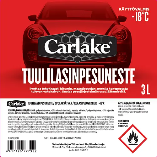 Photo from the official notice: Alexela, Automaailm, Bauhaus, CarMan, Carlake, GO4, Nordic Talvine klaasipesuvedelik (ET); Tuulilasinpesuneste — chemical risk