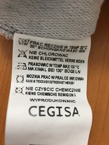 Foto aus der offiziellen Meldung: CEGISA Kinder Sweatshirt — Risiko: Strangulierung
