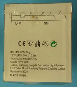 Photo de l’avis officiel: 148L LED fény Chaîne d’éclairage — risque: Brûlures & Choc électrique
