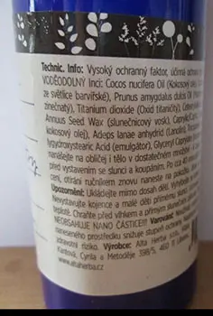 Foto aus der offiziellen Meldung: Alta Herba Natural suntan oil with mineral filters, SPF 30 Sonnenöl — Risiko: Gesundheitsrisiken/Sonstige
