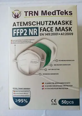 Foto aus der offiziellen Meldung: TRN MedTeks Face Mask TRNMT Partikelfiltermaske — Risiko: Gesundheitsrisiken/Sonstige