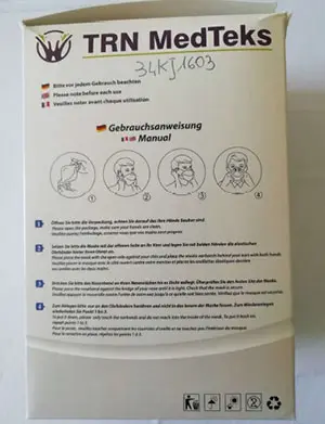 Foto aus der offiziellen Meldung: TRN MedTeks Face Mask TRNMT Partikelfiltermaske — Risiko: Gesundheitsrisiken/Sonstige