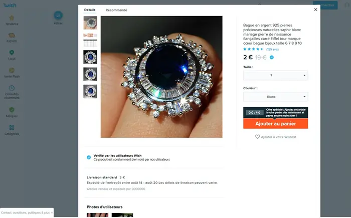 Photo de l’avis officiel: Bague en argent 925 pierres précieuses naturelles saphir blanc mariage pierre de naissance fiançaill — risque: Risque chimique