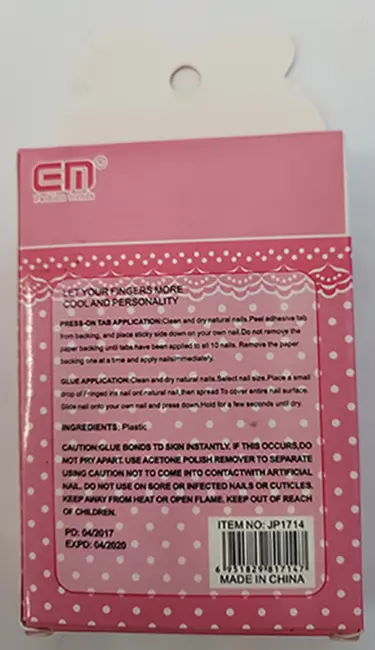 Foto dell’avviso ufficiale: EM® Nail Art Beads Set Chiodi falsi — rischio: Rischio chimico