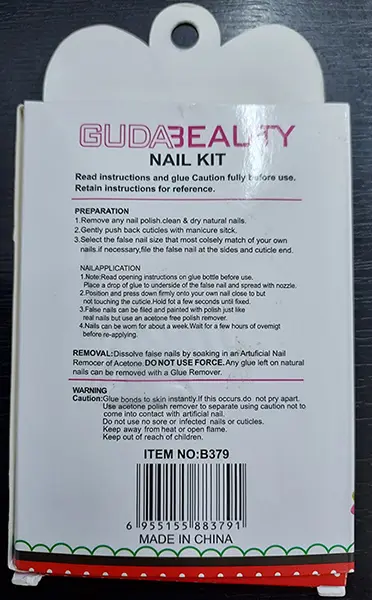 Foto dell’avviso ufficiale: Guda Beauty Nail Kit Unghie false — rischio: Rischio chimico (A12/00825/21)