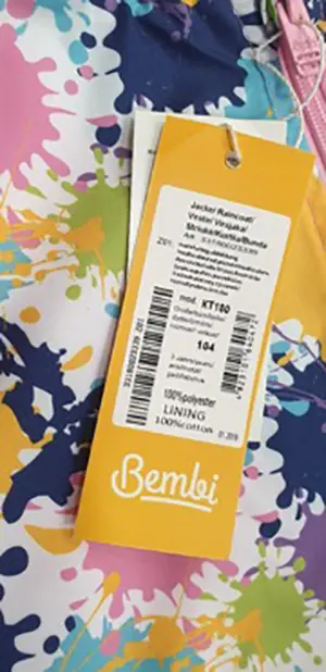 Photo de l’avis officiel: Bembi Raincoat Imperméable avec capuche — risque: Etranglement