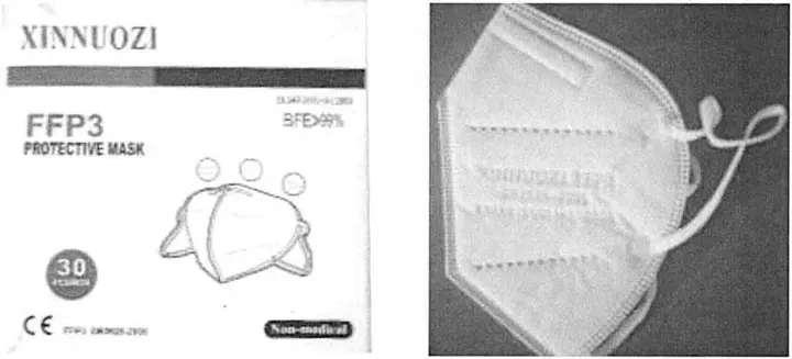 Photo de l’avis officiel: XINNUOZI FFP3 protective mask Masque de filtre à particules — risque: Risque sanitaire/autre