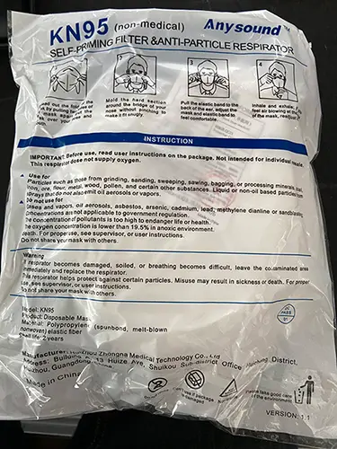Foto aus der offiziellen Meldung: Anysound KN95 Self-Priming Filter &amp; Anti Particle Respirator - 10 masks' pack Partikelfiltermaske — Risiko: Gesundheitsrisiken/Sonstige