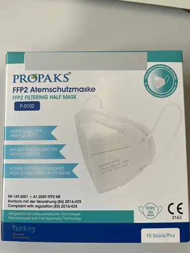 Photo de l’avis officiel: Propaks FFP2 Atemschutzmaske Masque de filtre à particules — risque: Risque sanitaire/autre