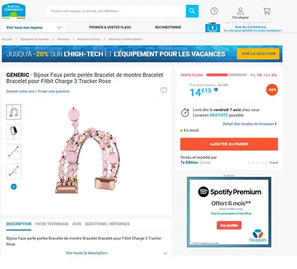 Photo de l’avis officiel: Bijou Faux perle perlée Bracelet de montre — risque: Risque chimique