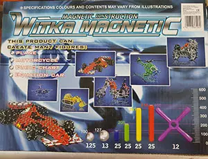 Photo from the official notice: WITKA Magnetic 250 pieces magnetic construction toy set — injuries risk
