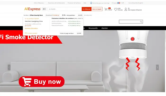 Photo from the official notice: CP Van WiFi smoke detector smoke detector/alarm — suffocation & burns risk