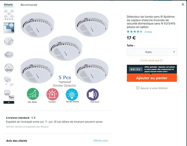 Photo from the official notice: K-MOON smoke detector — suffocation & burns risk