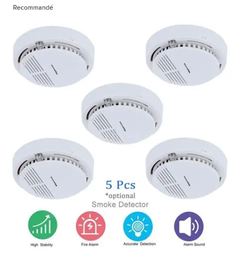 Photo from the official notice: K-MOON smoke detector — suffocation & burns risk
