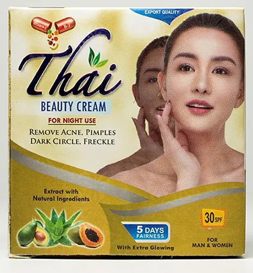Photo de l’avis officiel: AQSA Cosmetics Thai Beauty Cream for Night Use Crème éclaircissante pour la peau — risque: Risque chimique