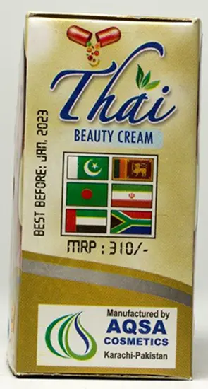 Photo de l’avis officiel: AQSA Cosmetics Thai Beauty Cream for Night Use Crème éclaircissante pour la peau — risque: Risque chimique