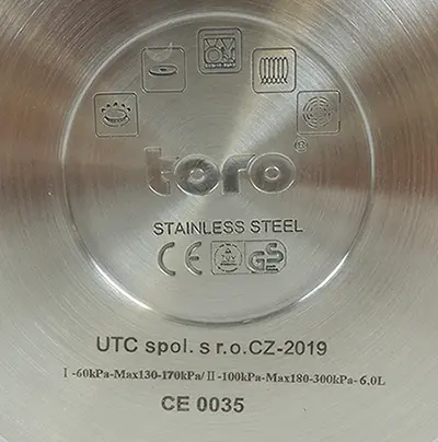 Photo de l’avis officiel: Pressure cooker TORO Victoria 6L Cuiseur à pression — risque: Brûlures & Blessures