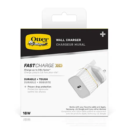 Foto aus der offiziellen Meldung: Otterbox UK Wall Charger 18W USB-Ladegerät — Risiko: Elektrischer Schlag