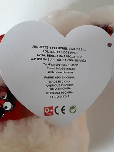 Foto aus der offiziellen Meldung: Bimar Bear "I Love" Plüschspielzeug — Risiko: Ersticken