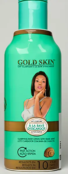 Foto do aviso oficial: Gold Skin Gold Skin Clarifying Body Lotion with Snail Slime Creme de clareamento da pele — risco: Químico