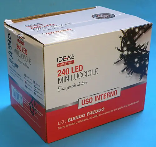 Foto do aviso oficial: IDEA IDEA’S CHRISTMAS 240 LED  MINILUCCIOLE Corrente de iluminação — risco: Choque elétrico